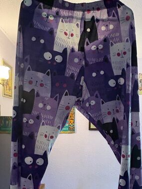 Purple Cat Print Leggings